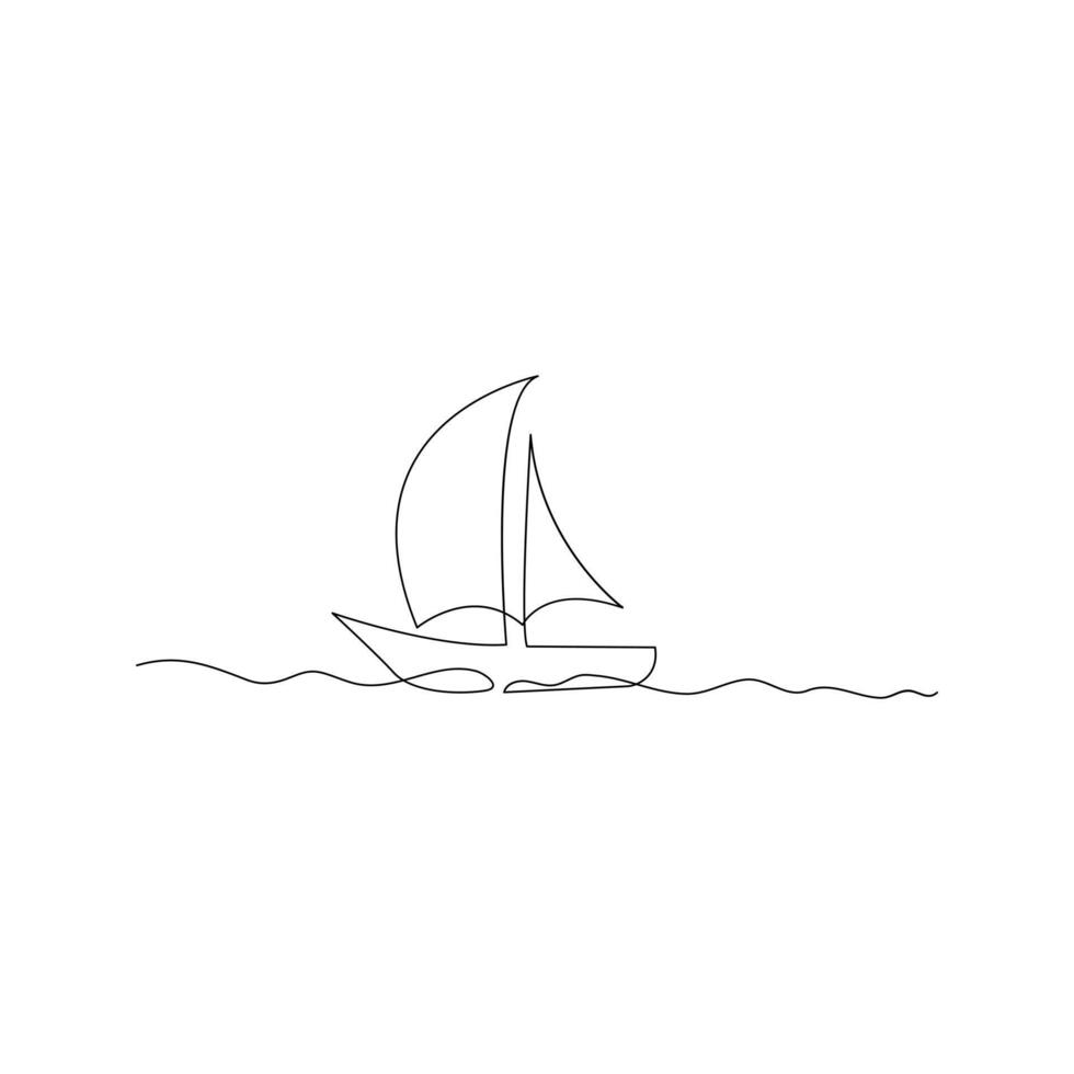 Vector continuous one line drawing of sailboat best use for logo poster banner stock illustration and minimal