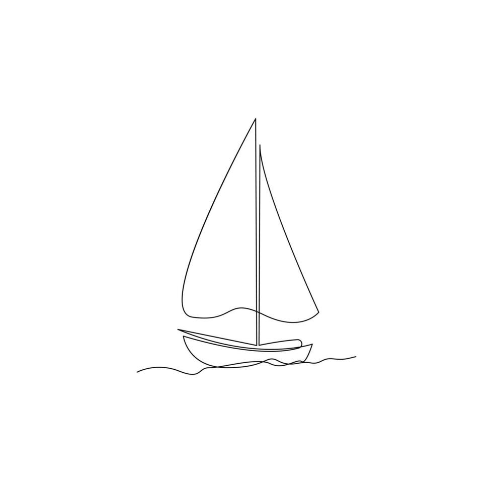 Vector continuous one line drawing of sailboat best use for logo poster banner stock illustration and minimal