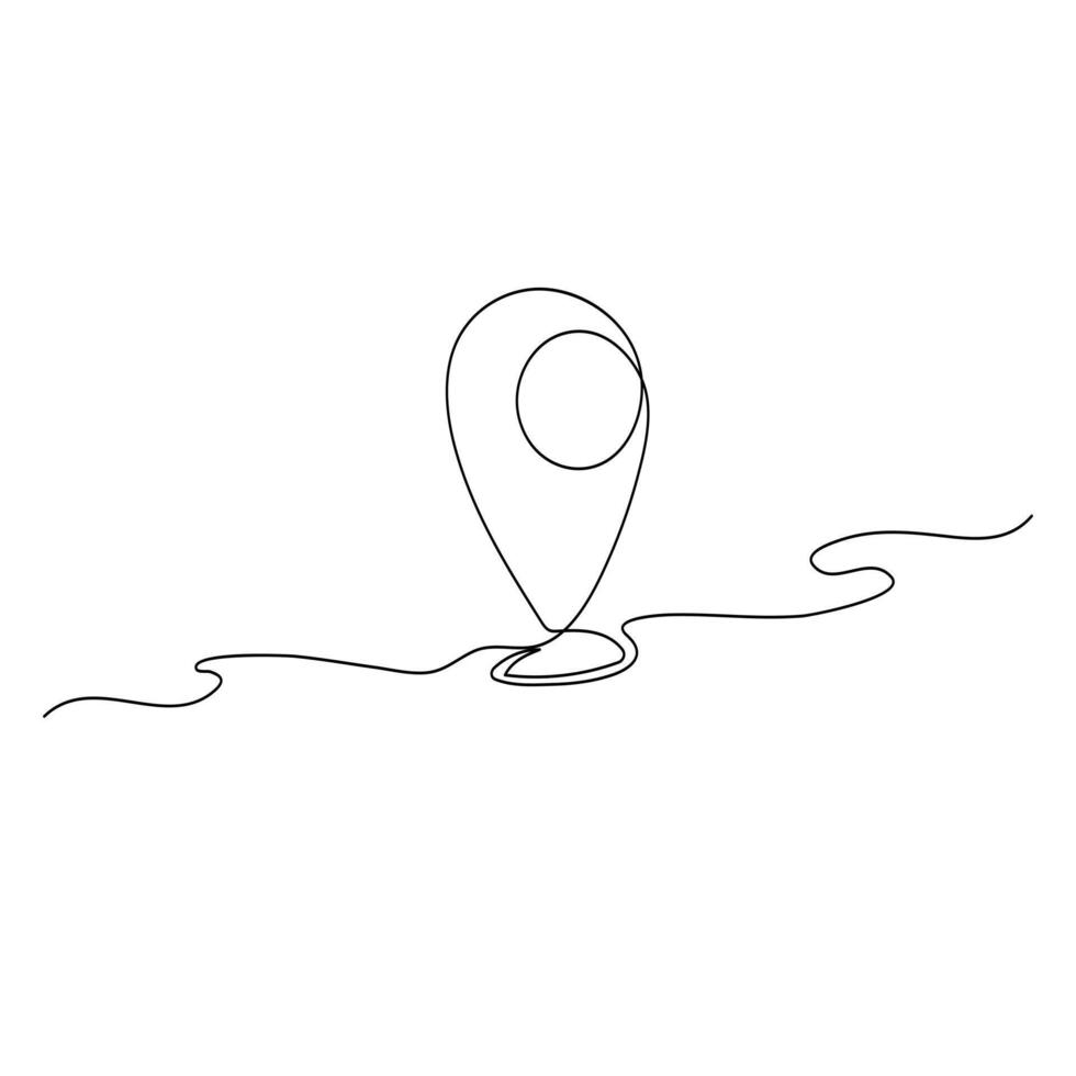 Location pointers one continuous line drawing isolated on white background minimalist design vector