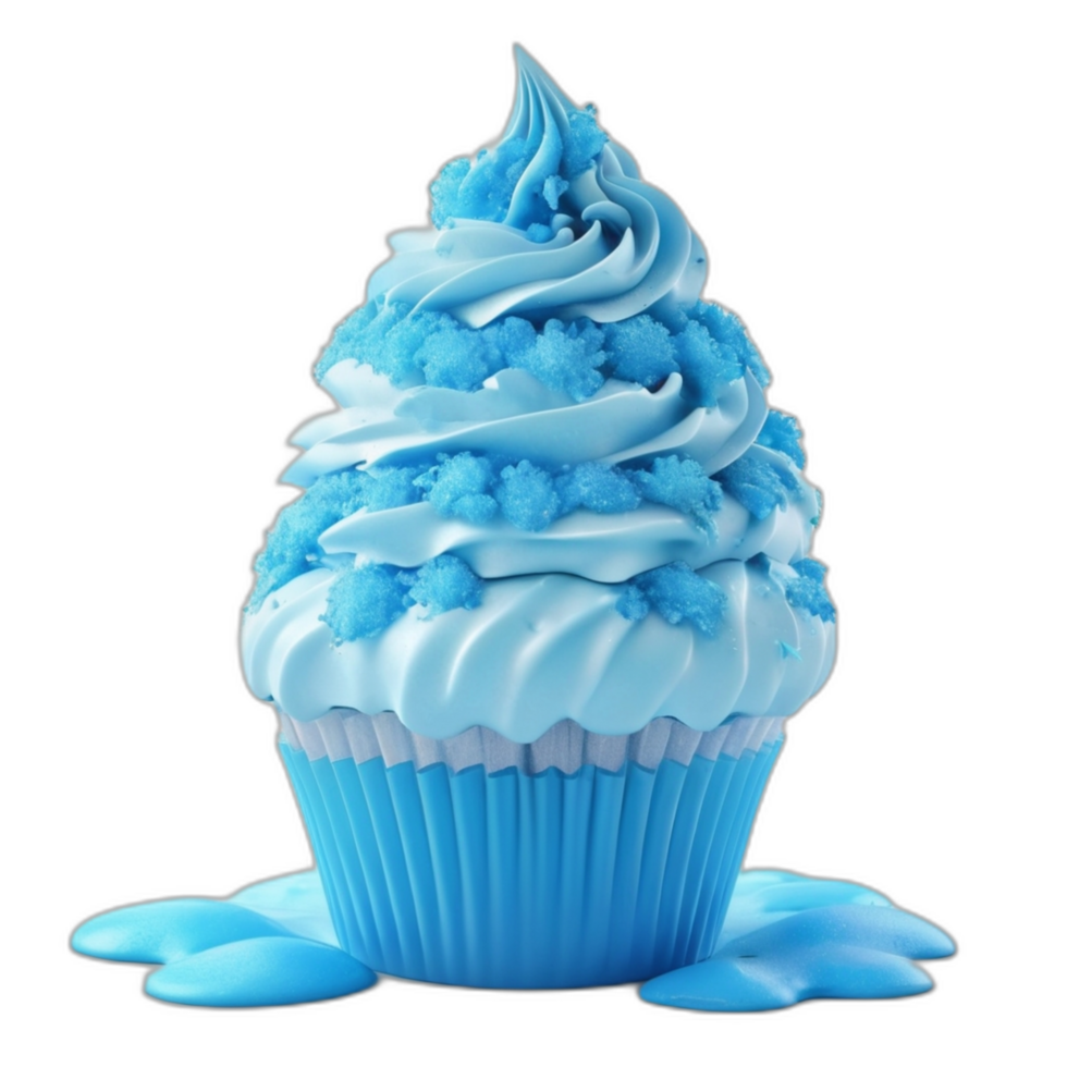 3d rendered Blue icing fantasy cupcake png