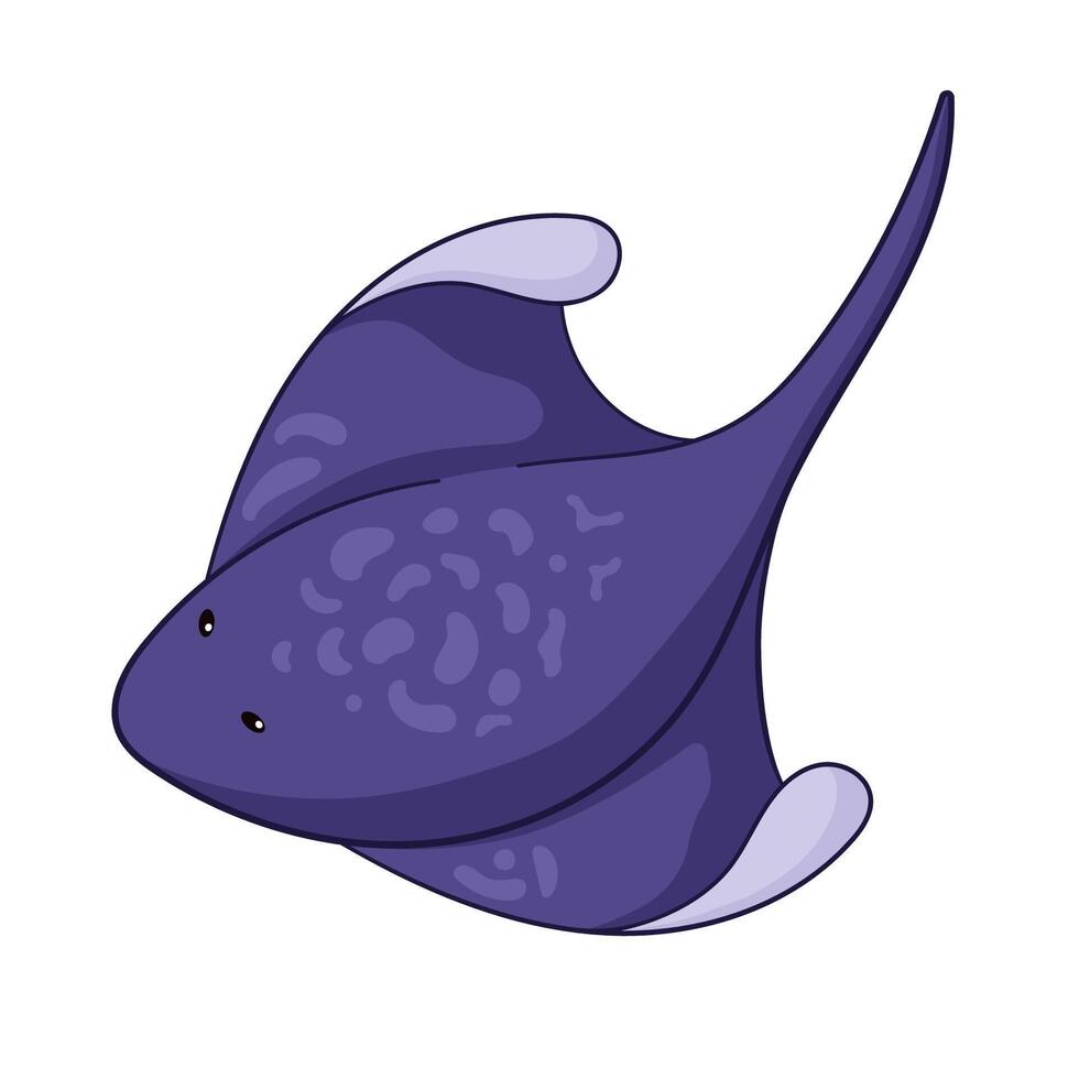 Stingray character in cartoon line art style. Undersea animal. Vector illustration isolated on a white background.