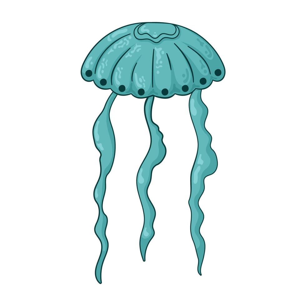 Medusa medusa logo en dibujos animados, plano estilo. vector ilustración aislado en un blanco antecedentes.