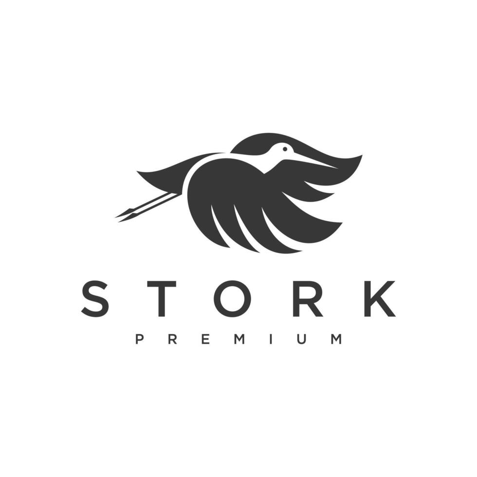 Heron or stork logo icon design template flat vector