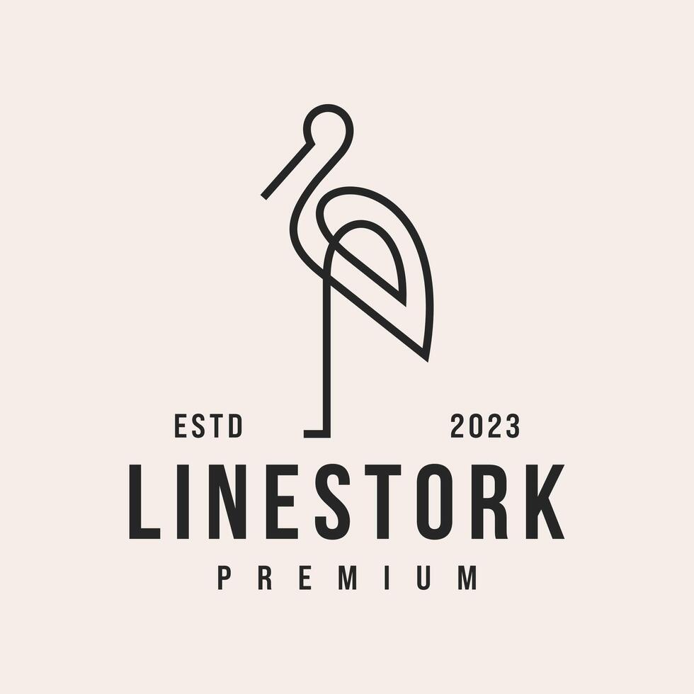 Simple Stork Line Logo Vector Template illustration
