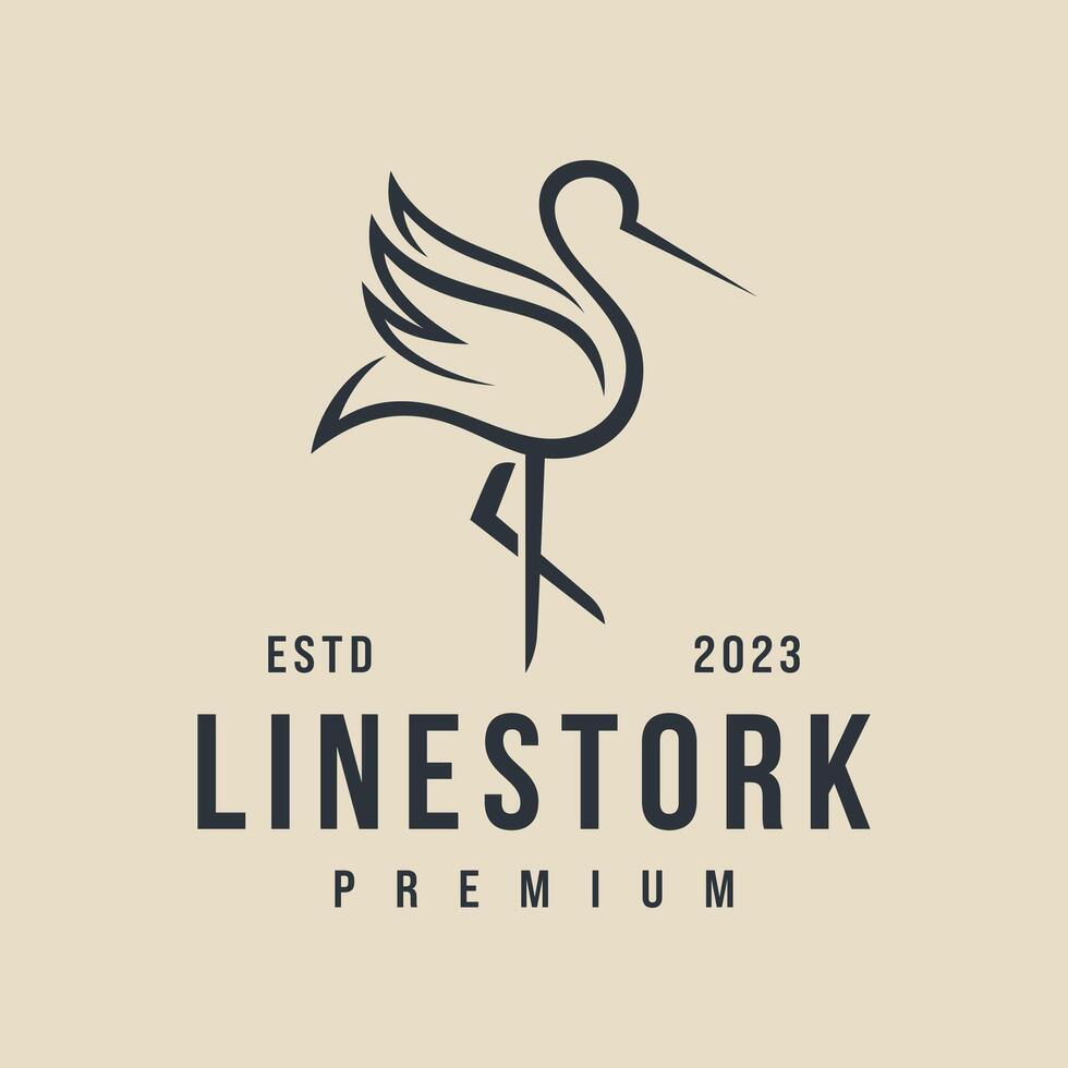 Simple Stork Line Logo Vector Template illustration
