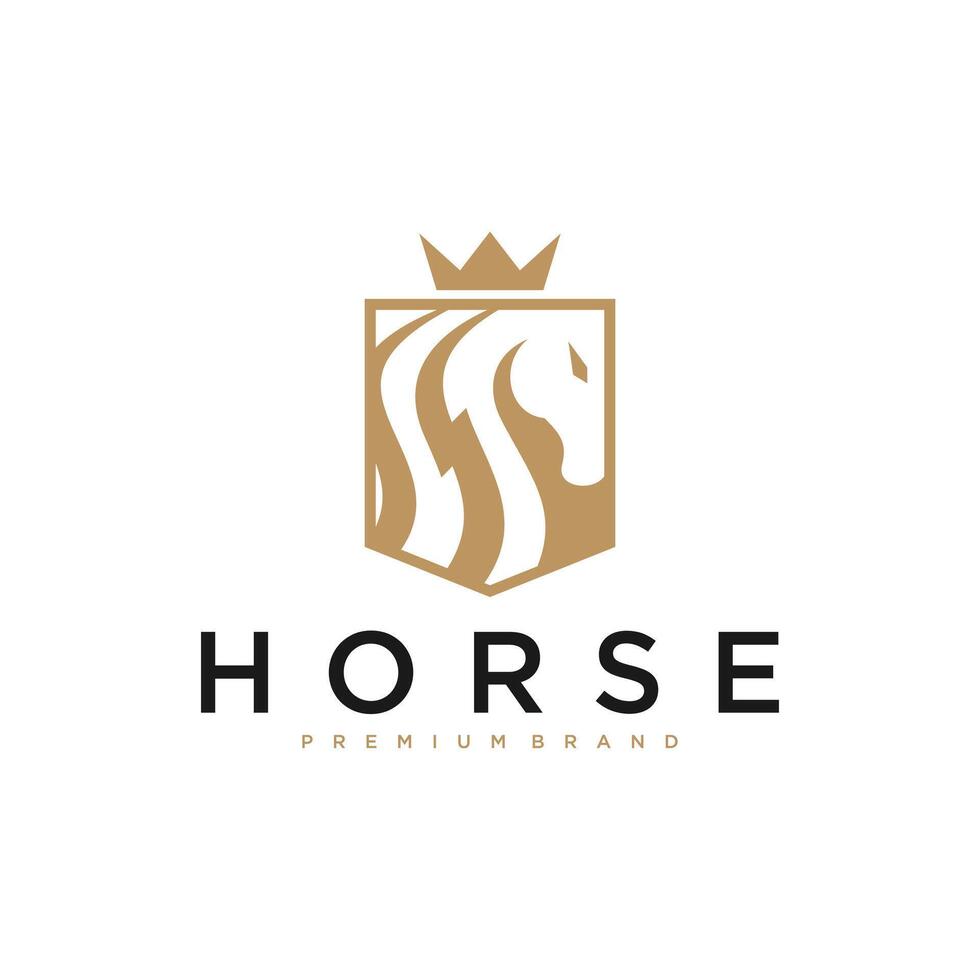 caballo logo diseño. elegante y lujo caballo logo concepto. vector logo modelo. lujo prima vector logo con dorado ornamento