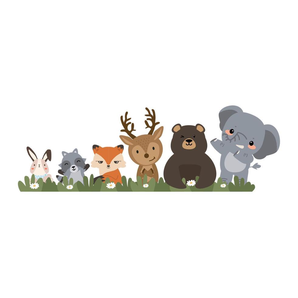 wild animals greeting background cartoon vector