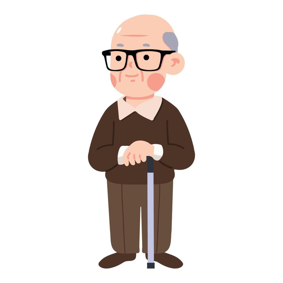 old man walking with a cane vector