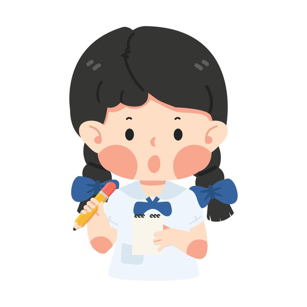 student holding pencil with paper vector