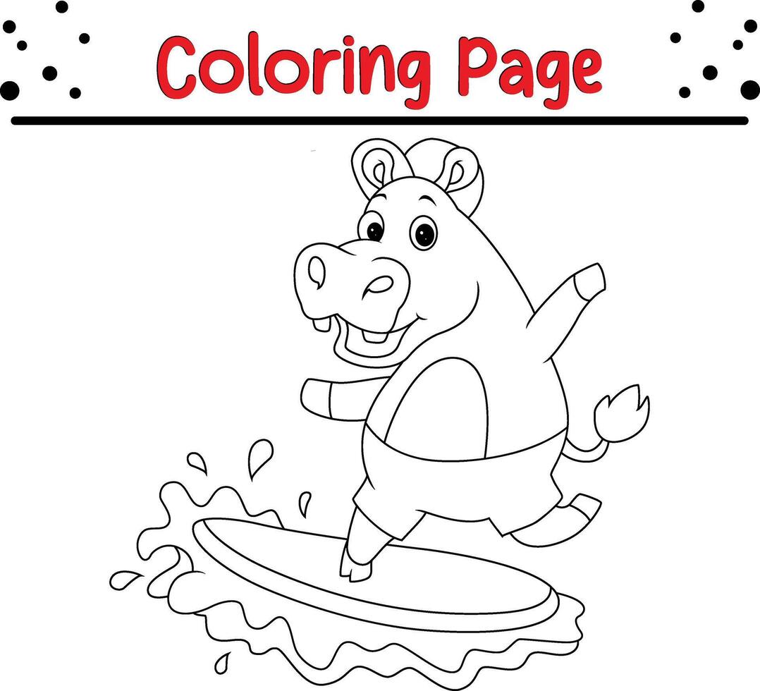 cute hippo coloring page vector