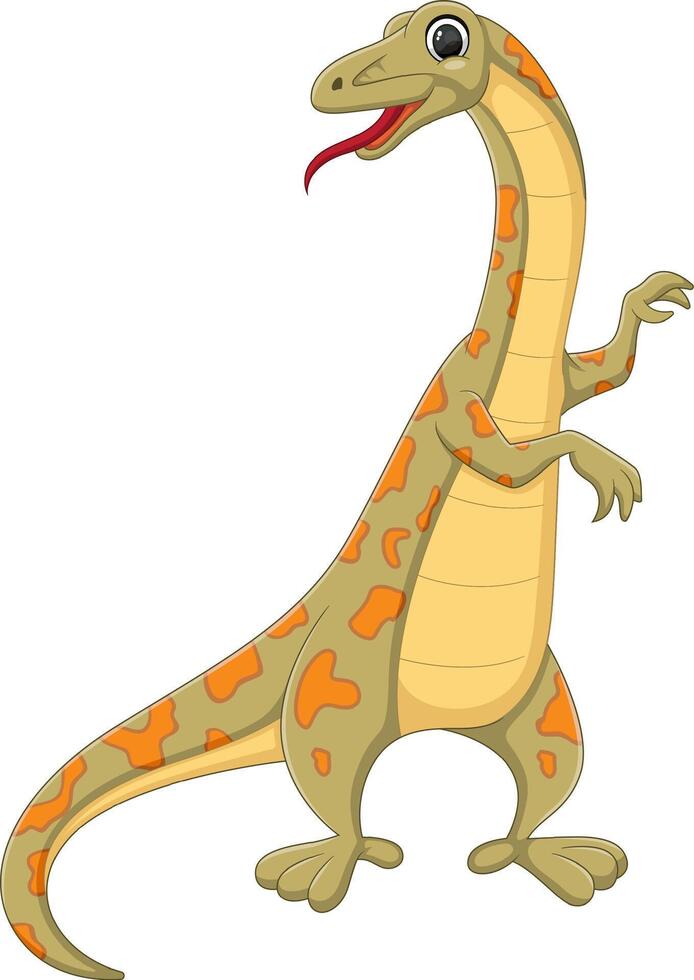 Cartoon yunnanosaurus dinosaur on white background vector