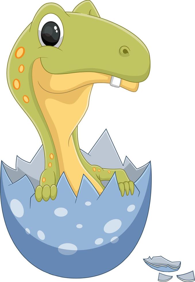 Cartoon baby arctognathus dinosaur hatching from egg vector
