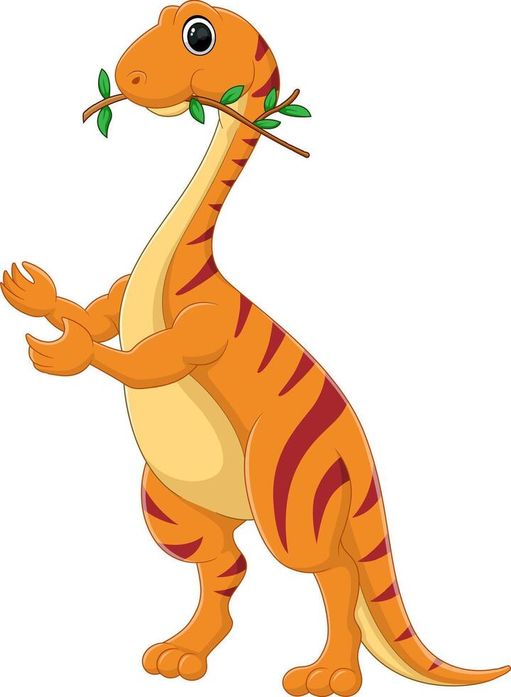 Cartoon euskelosaurus dinosaur on white background vector