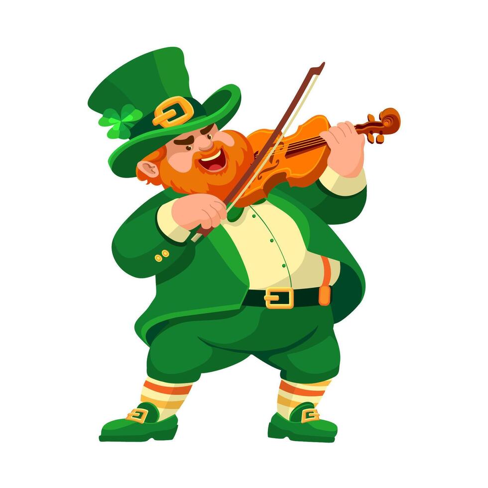 Leprechaun with a violin. Funny musician. Cartoon character. Vector. vector