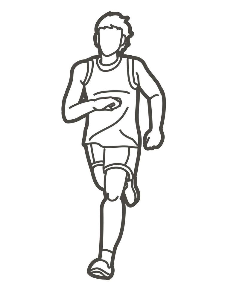 Outline Marathon Runner Start Running vector