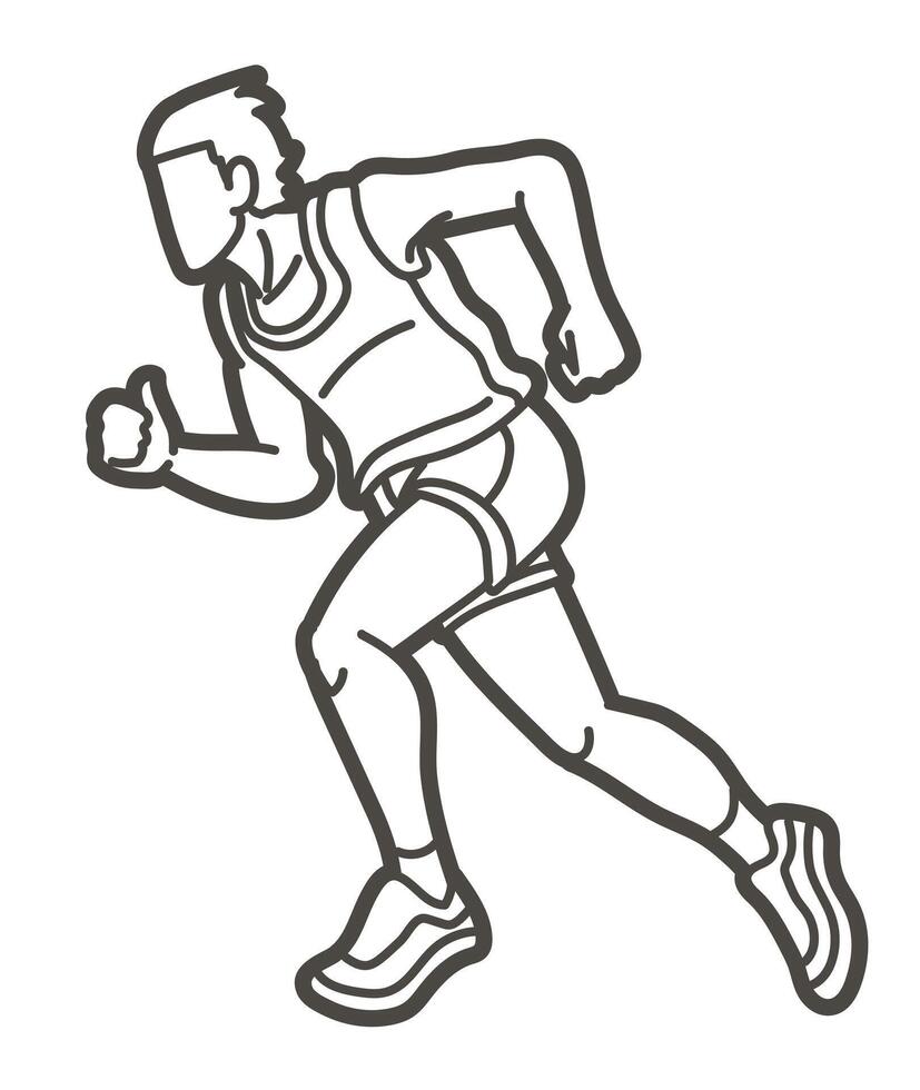 Outline Marathon Runner Start Running vector