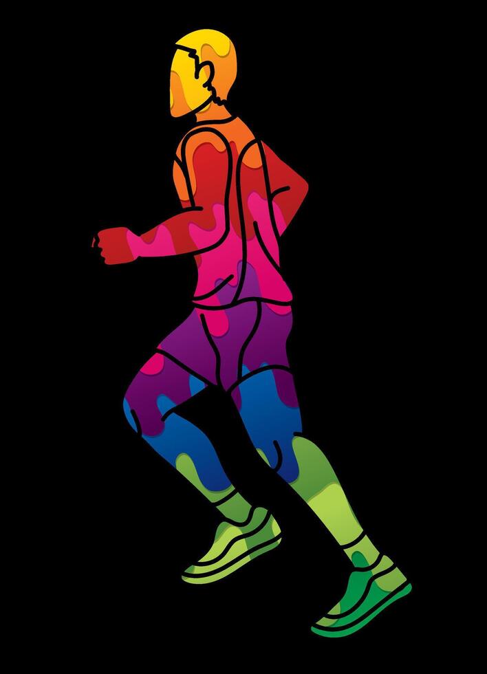 pintada maratón corredor comienzo corriendo un hombre corriendo acción movimiento vector