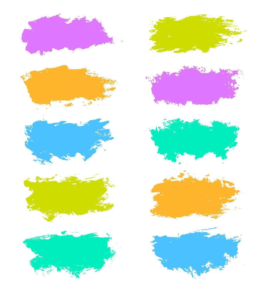Colorful paint brush strokes isolated on background. Elegant bright watercolour set. Abstract textured effect bundle. Graphic design grungy painted style concept for offer, big, mega, or flash sale vector
