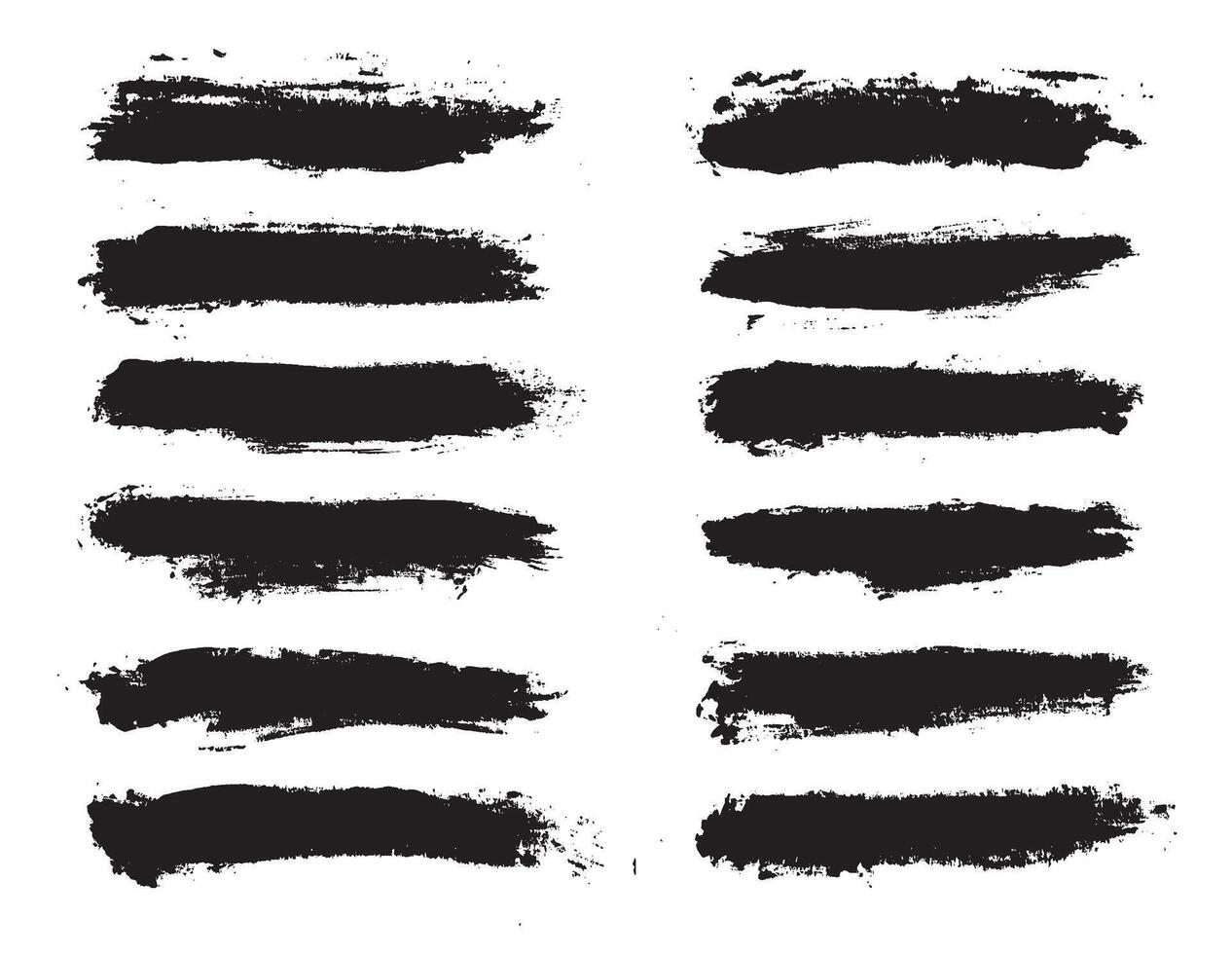 Black paint brush strokes isolated on white background. Paintbrush set template. Grunge texture effect. Graphic design elements grungy painted style concept for banner, flyer, cover, brochure, etc vector