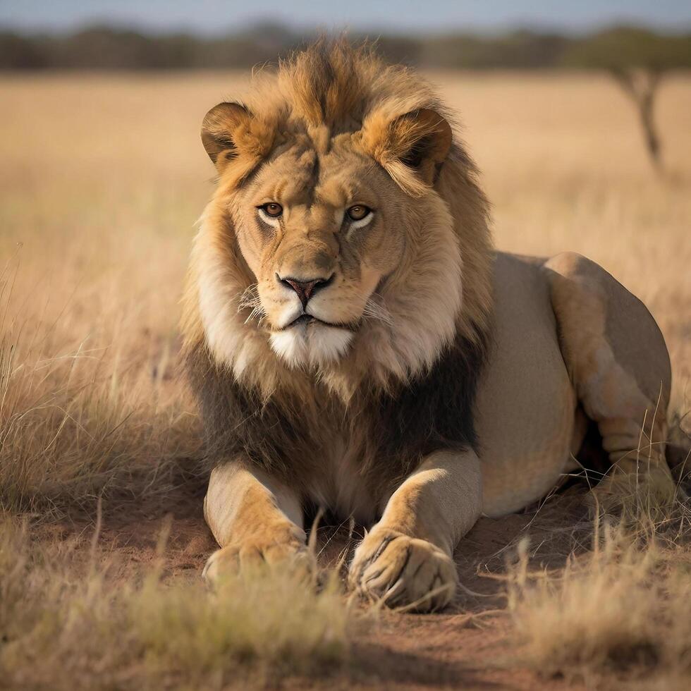 AI generated South African lion as the King of Savannah Ai generated photo