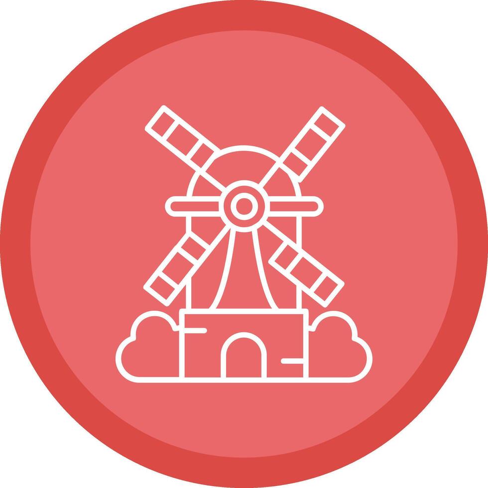 Windmill Flat Circle Multicolor Design Icon vector