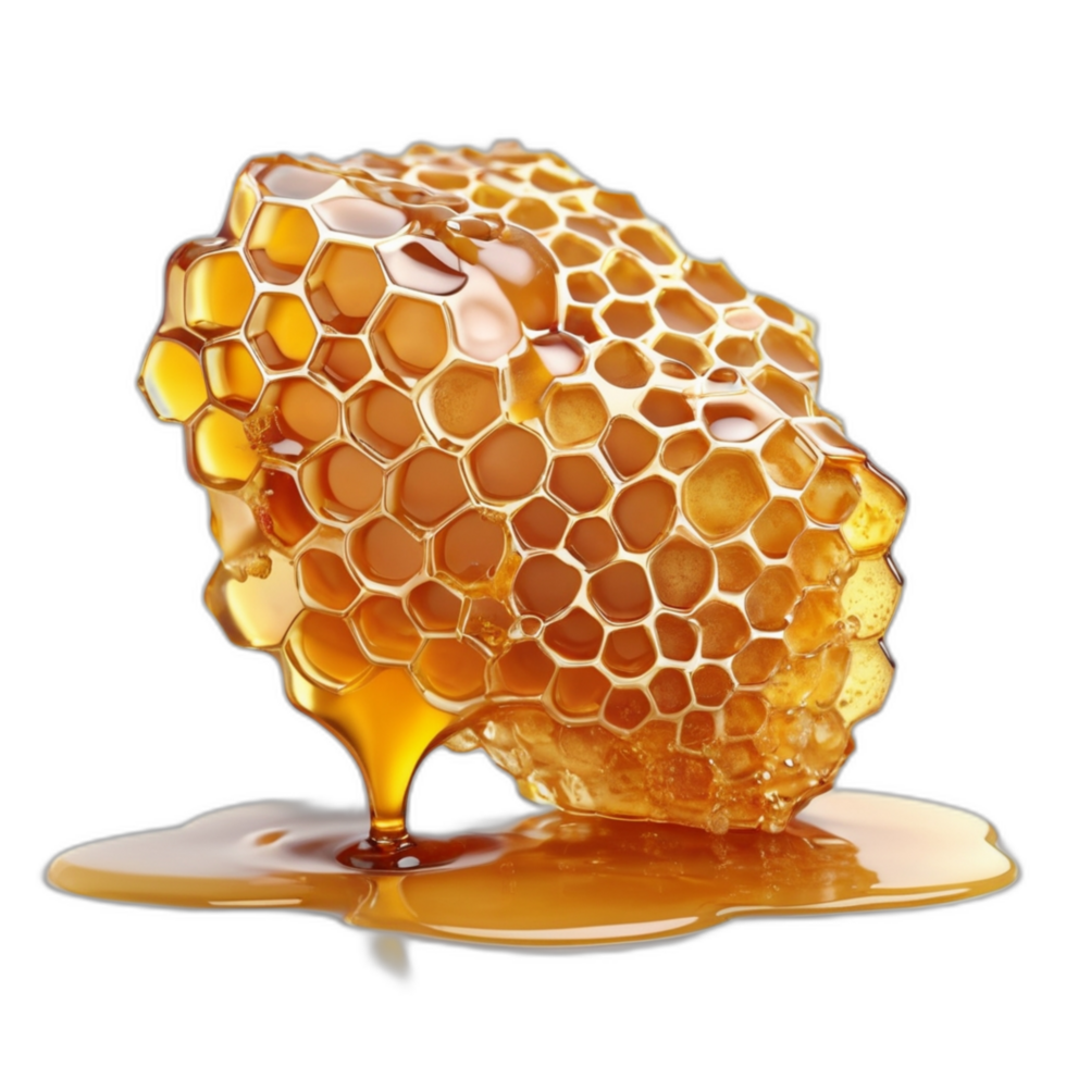 3d rendered honeycomb with honey drop png