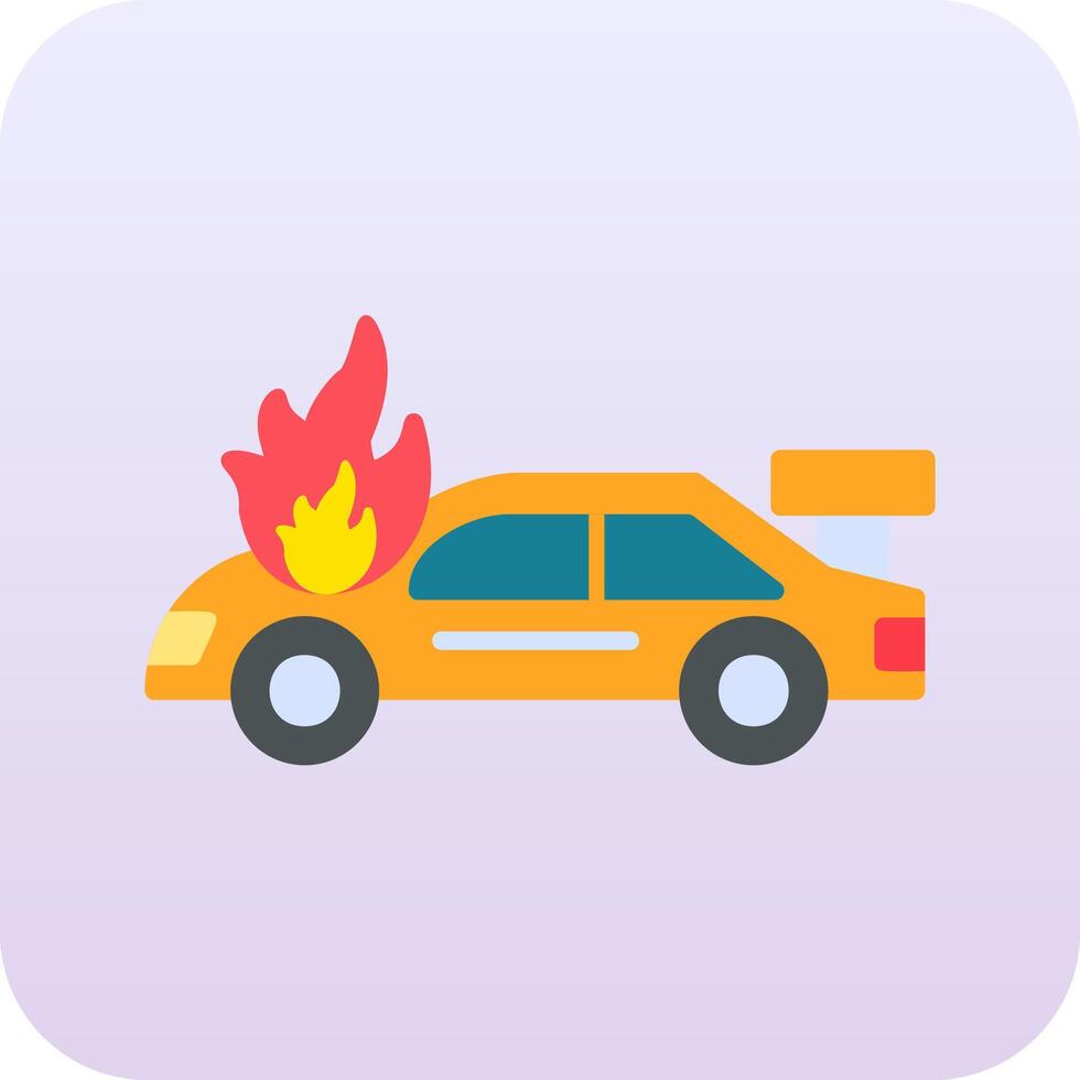 Accident Car In Fire Vector Icon