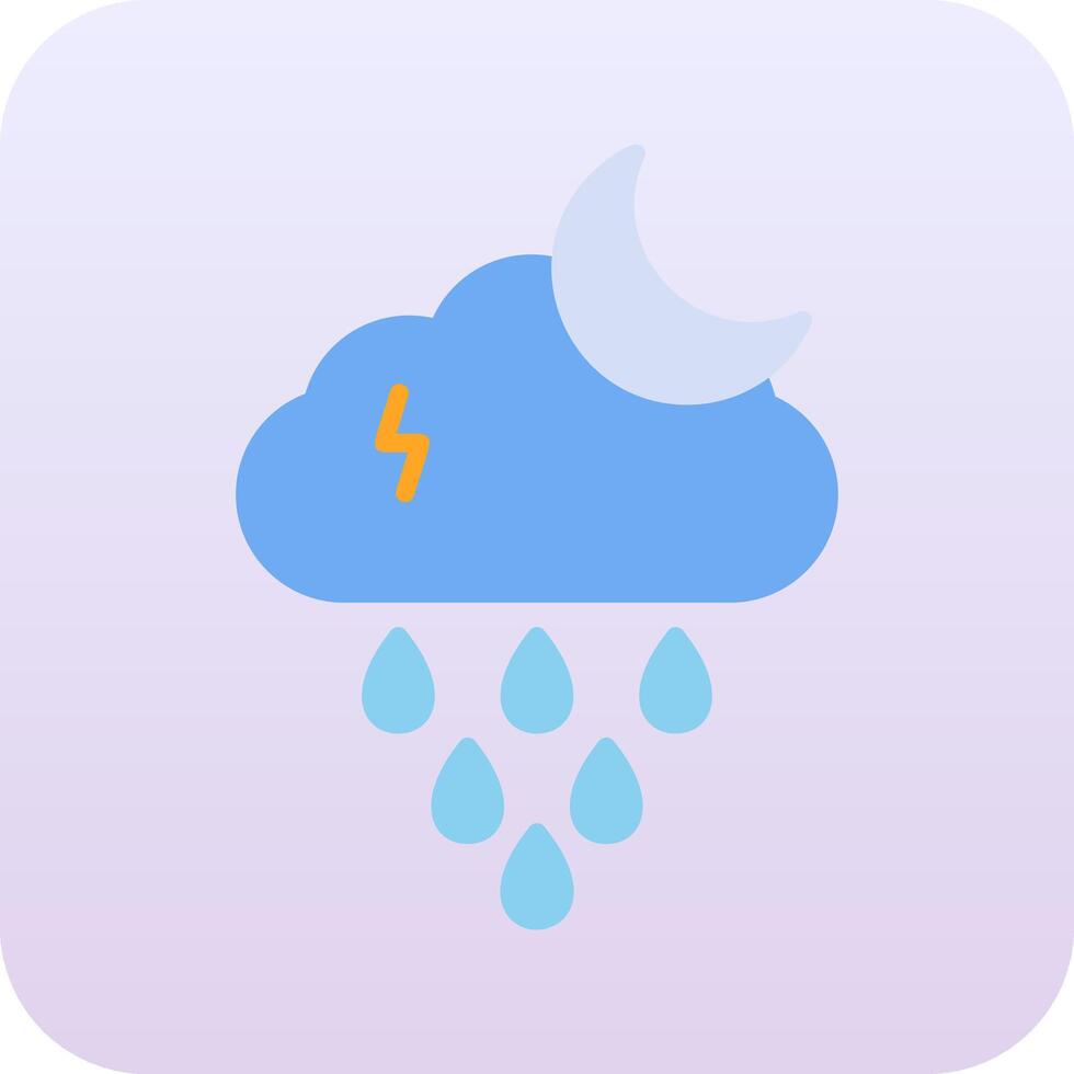 Night Rain Vector Icon