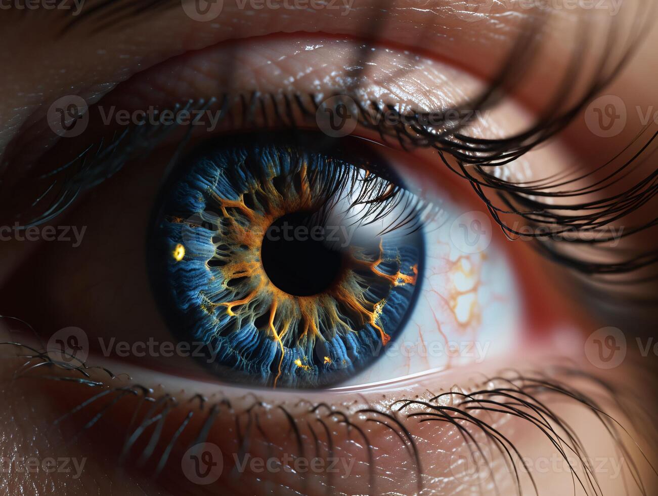 AI generated Close up of human eye. photo