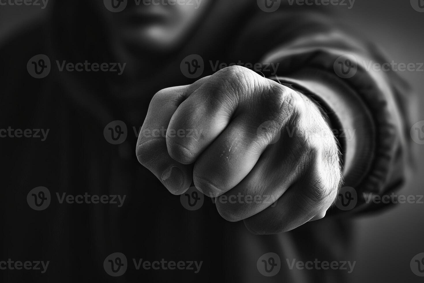 Close-up of a man's fist with black and white tones photo