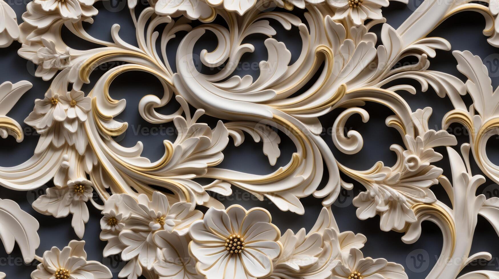 AI generated Seamless pattern Royal vintage Victorian Gothic background Rococo venzel and whorl photo