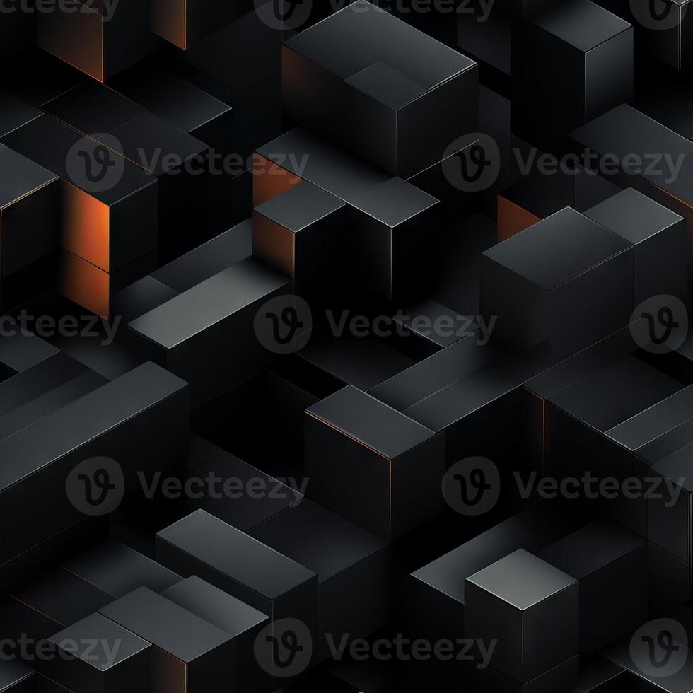 AI generated Dark black Geometric grid background Modern dark abstract texture seamless pattern photo