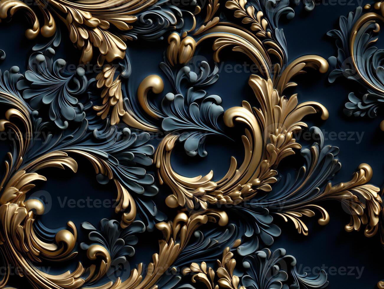 AI generated Seamless pattern Royal vintage Victorian Gothic background Rococo venzel and whorl photo