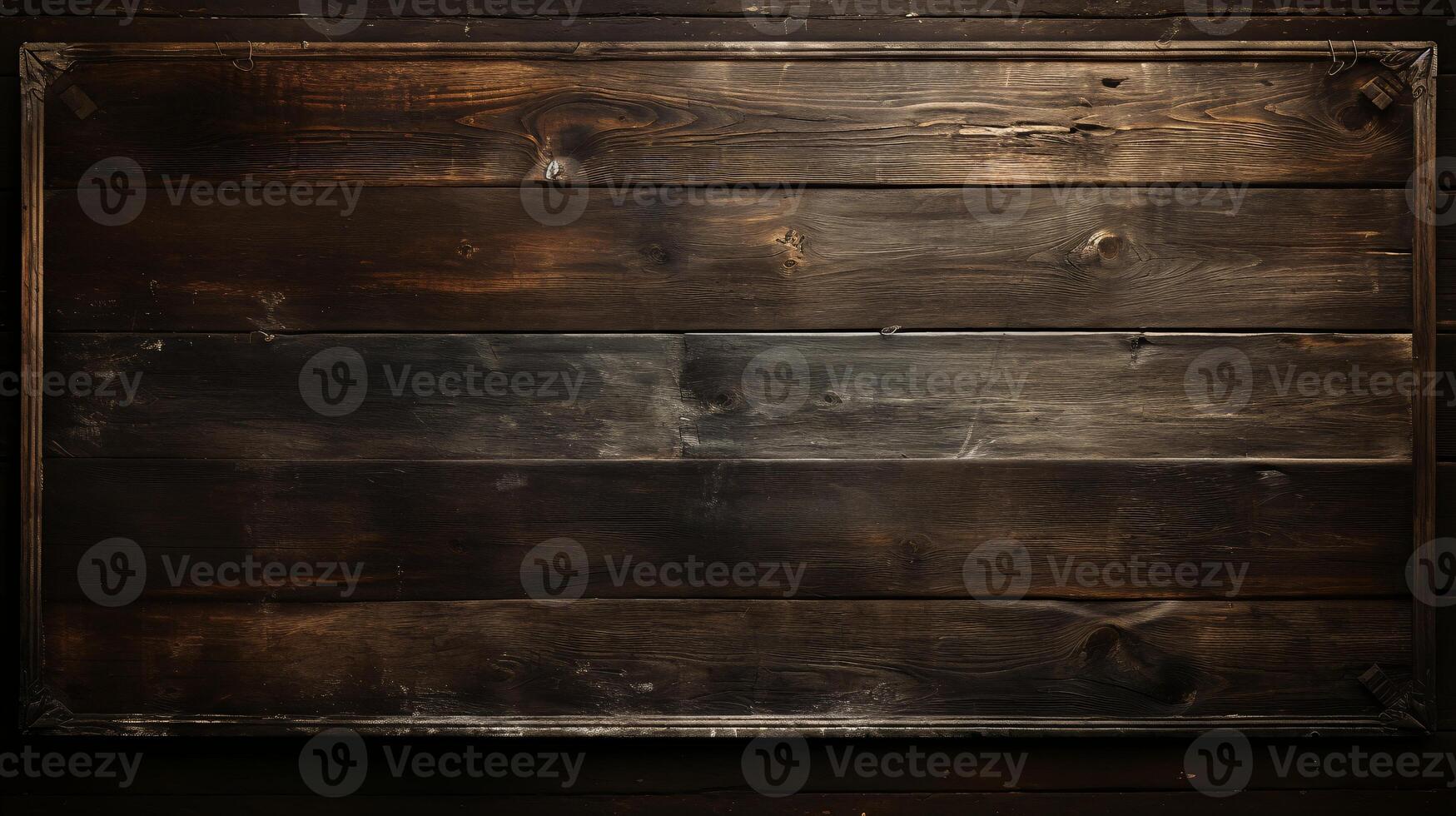 AI generated Empty wooden chalkboard on the wall Education concept with copy space photo