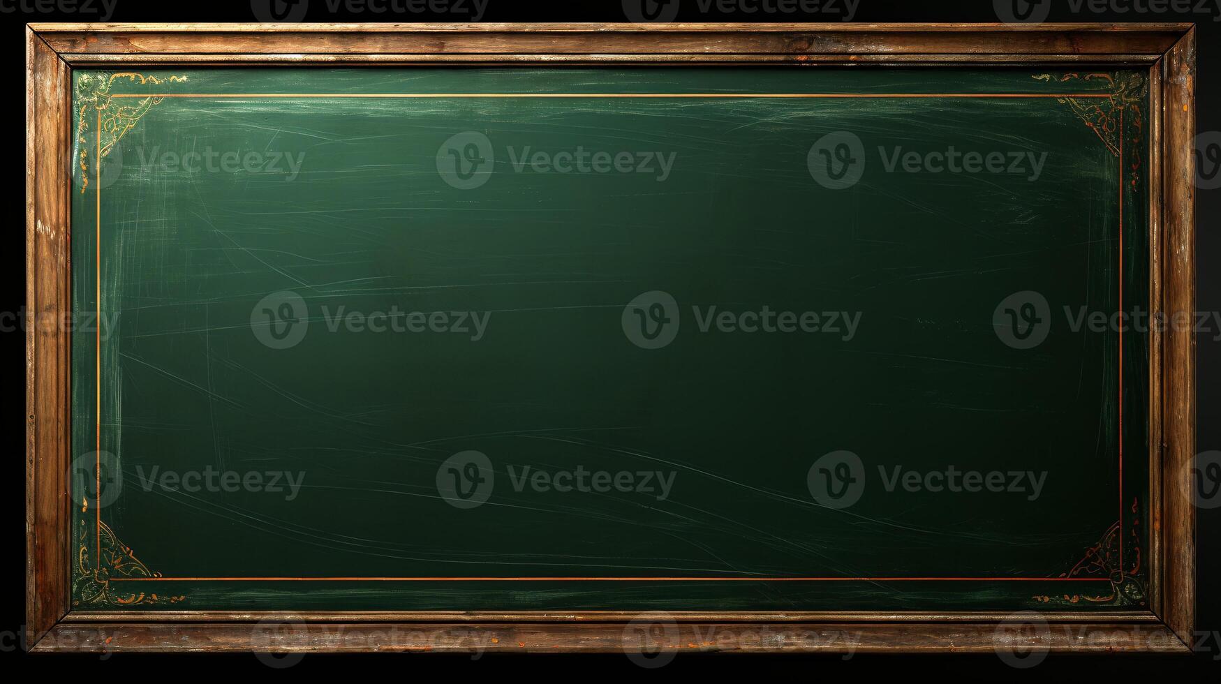 AI generated Empty wooden chalkboard on the wall Education concept with copy space photo