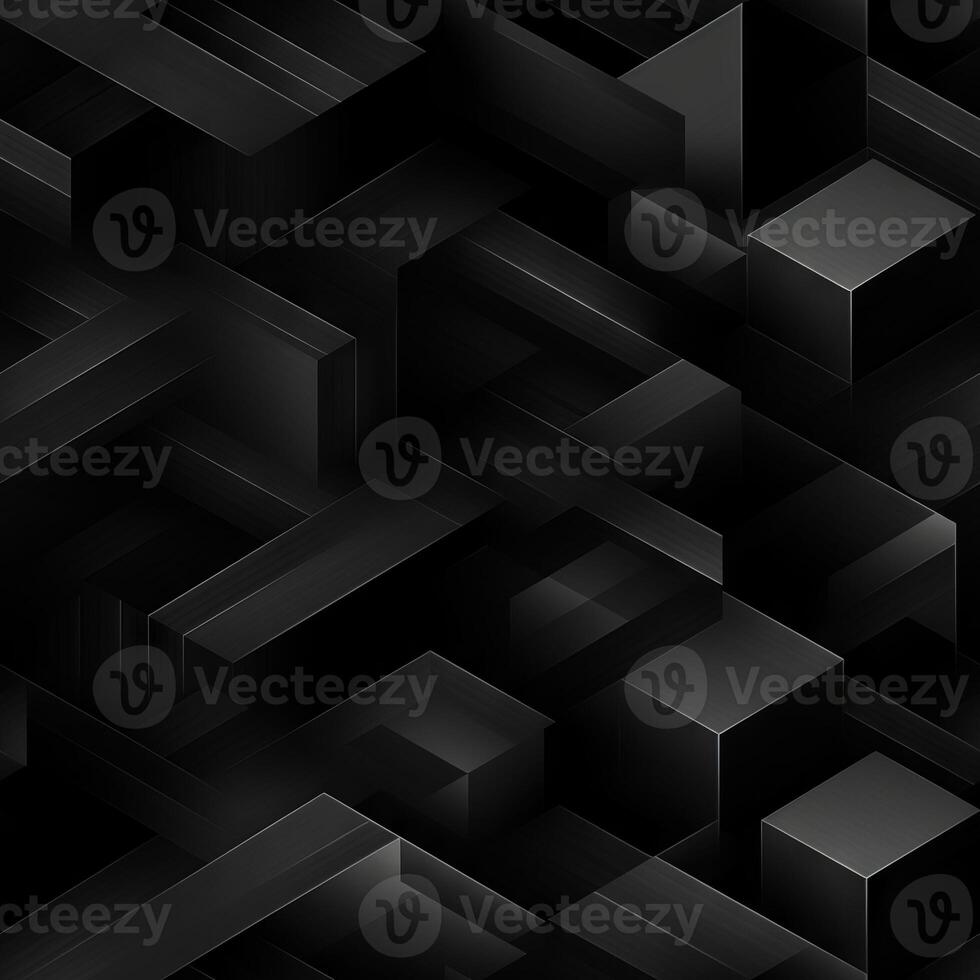 AI generated Dark black Geometric grid background Modern dark abstract texture seamless pattern photo
