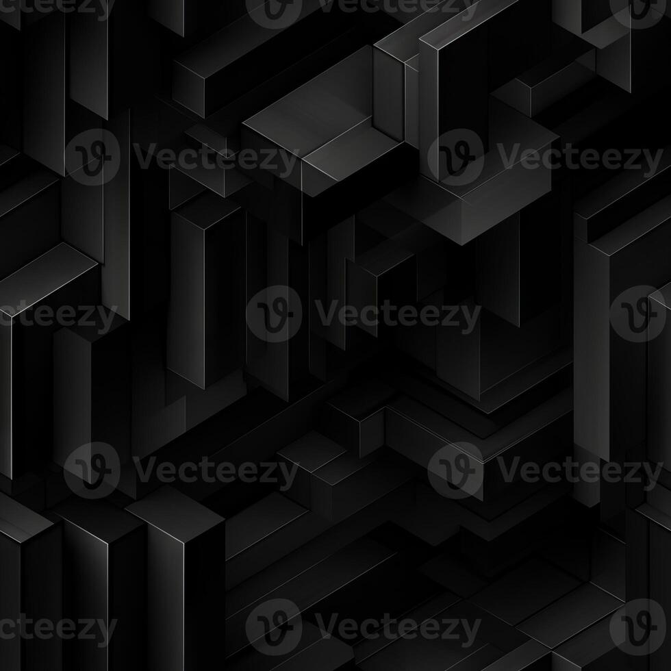 AI generated Dark black Geometric grid background Modern dark abstract texture seamless pattern photo