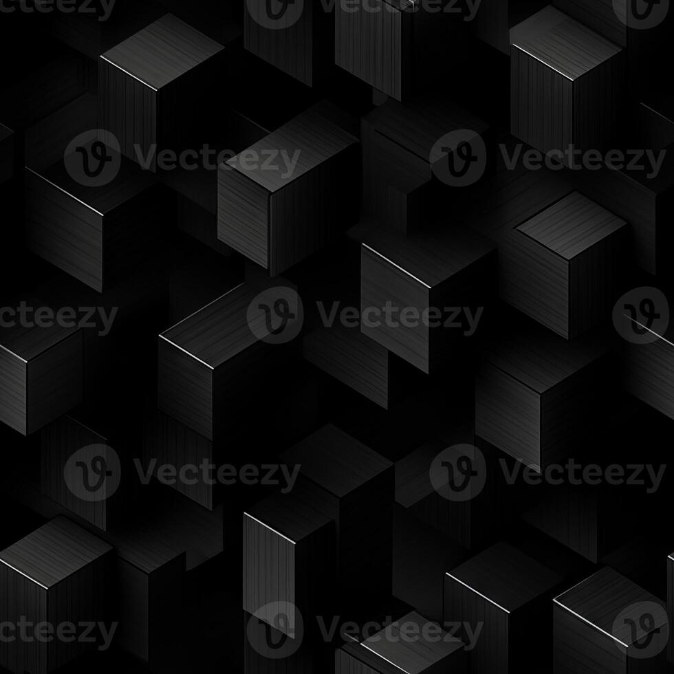 AI generated Dark black Geometric grid background Modern dark abstract texture seamless pattern photo