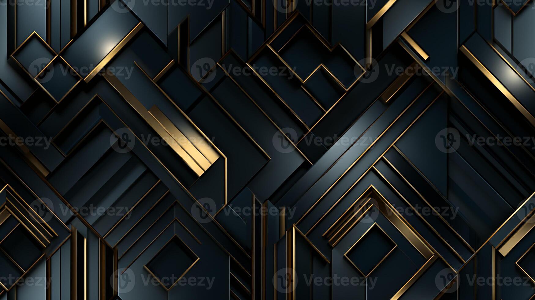 AI generated Dark black Geometric grid background Modern dark abstract texture seamless pattern photo
