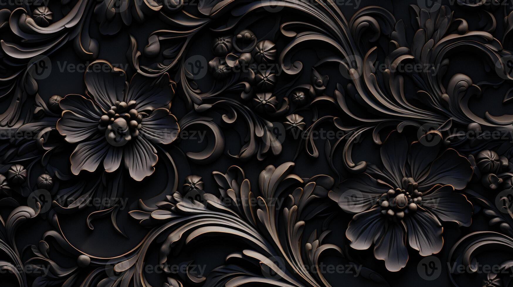 AI generated Seamless pattern Royal vintage Victorian Gothic background Rococo venzel and whorl photo