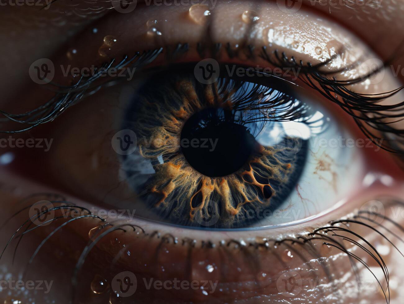 AI generated Close up of human eye. photo