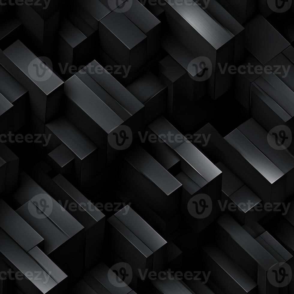 AI generated Dark black Geometric grid background Modern dark abstract texture seamless pattern photo