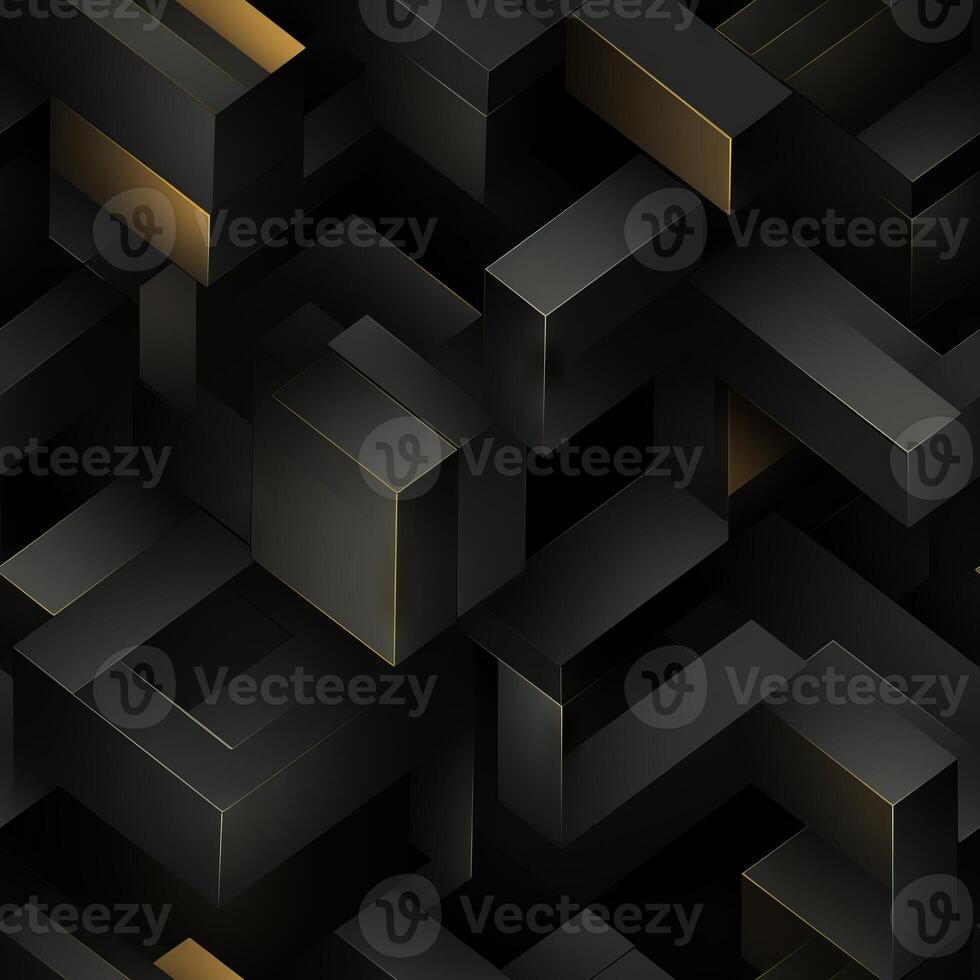 AI generated Dark black Geometric grid background Modern dark abstract texture seamless pattern photo