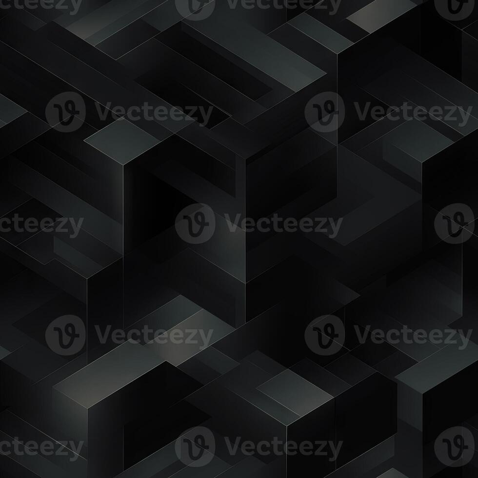 AI generated Dark black Geometric grid background Modern dark abstract texture seamless pattern photo