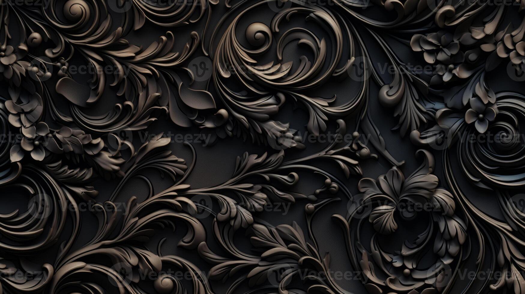 AI generated Seamless pattern Royal vintage Victorian Gothic background Rococo venzel and whorl photo
