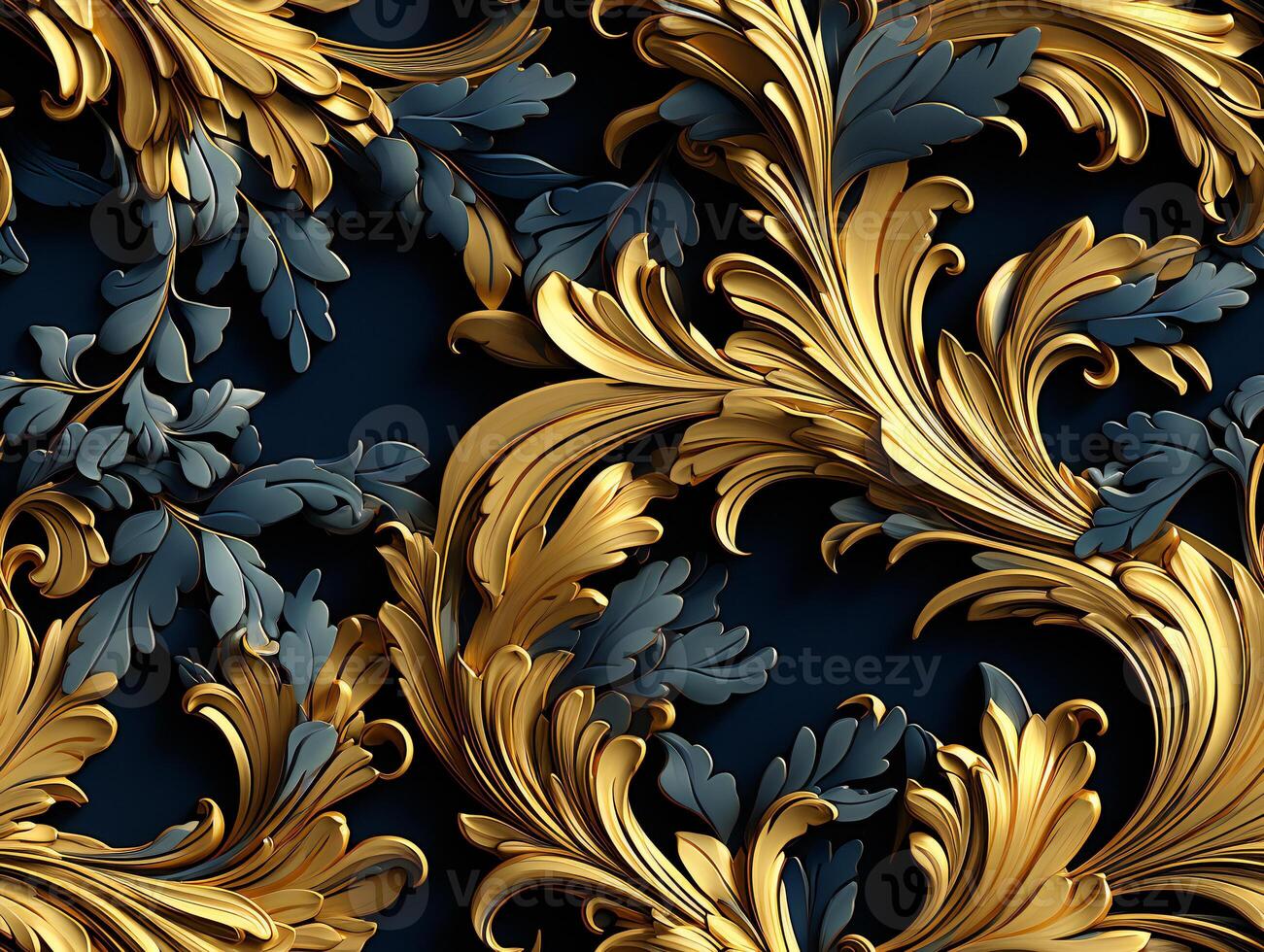 AI generated Seamless pattern Royal vintage Victorian Gothic background Rococo venzel and whorl photo