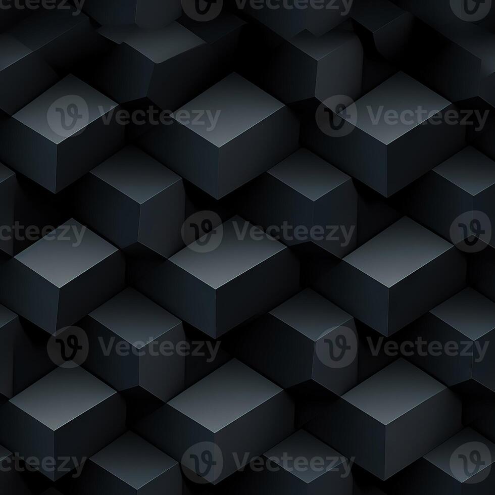 AI generated Dark black Geometric grid background Modern dark abstract texture seamless pattern photo