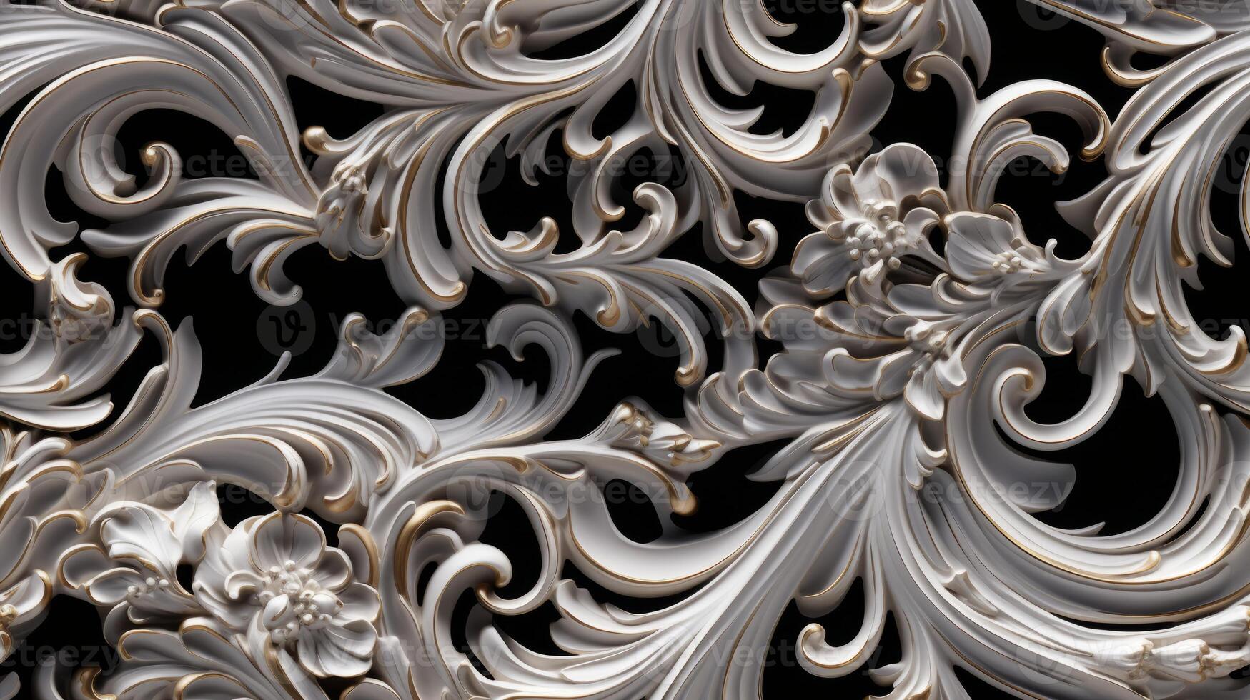 AI generated Seamless pattern Royal vintage Victorian Gothic background Rococo venzel and whorl photo