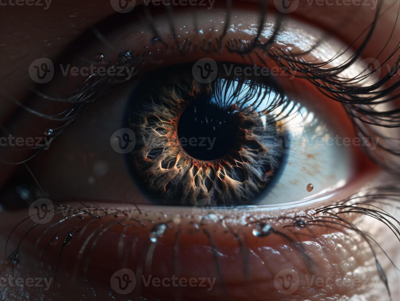 AI generated Close up of human eye. photo