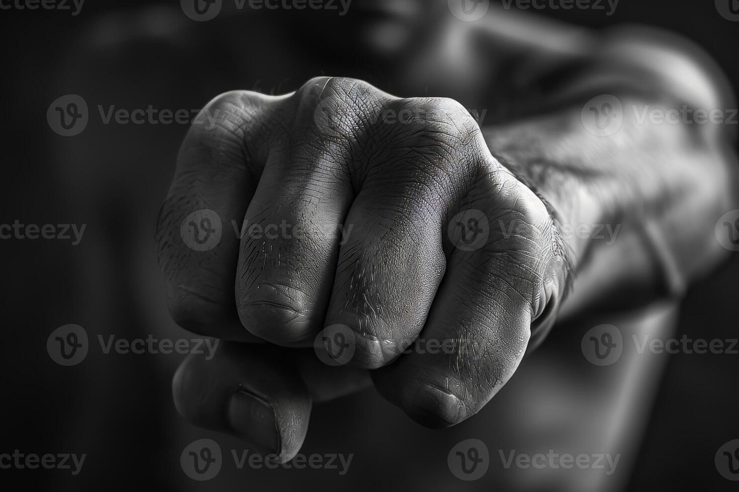 Close-up of a man's fist with black and white tones photo